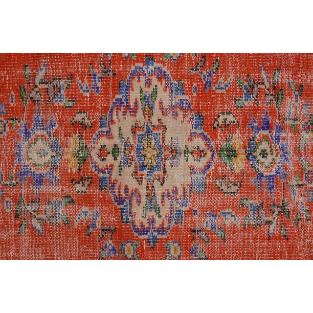 Orange Ethnic Vintage Wool Carpet For Sale In Phoenix - Image 6 of 10