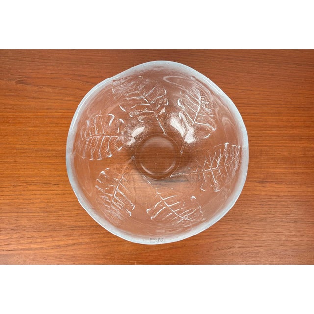Large Vintage Swedish Glass Bowl with Floral Decor by Ann Wärff for Kosta Boda, 1970s, in Very Good conditions. Designed...