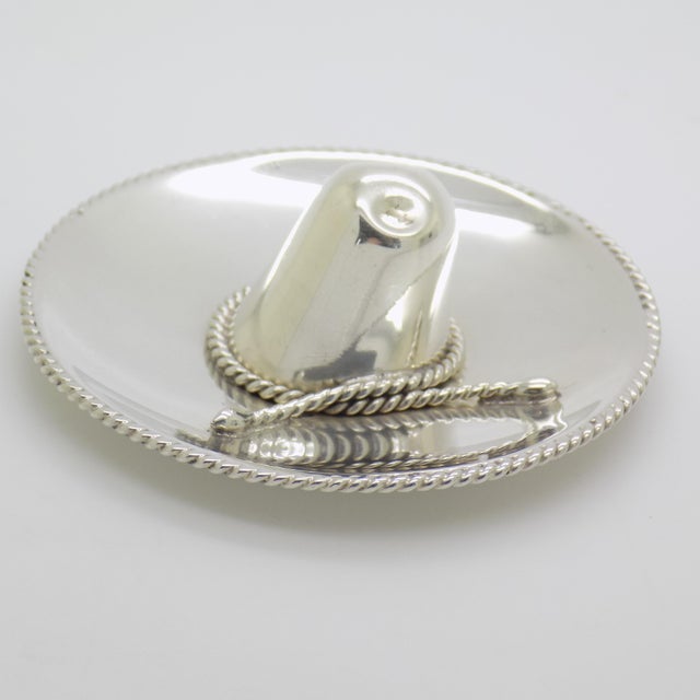 1970s Vintage Mexican Handmade Genuine Sterling Silver 925 Traditional Sombrero Hat Figurine, 1970s For Sale - Image 5 of 11