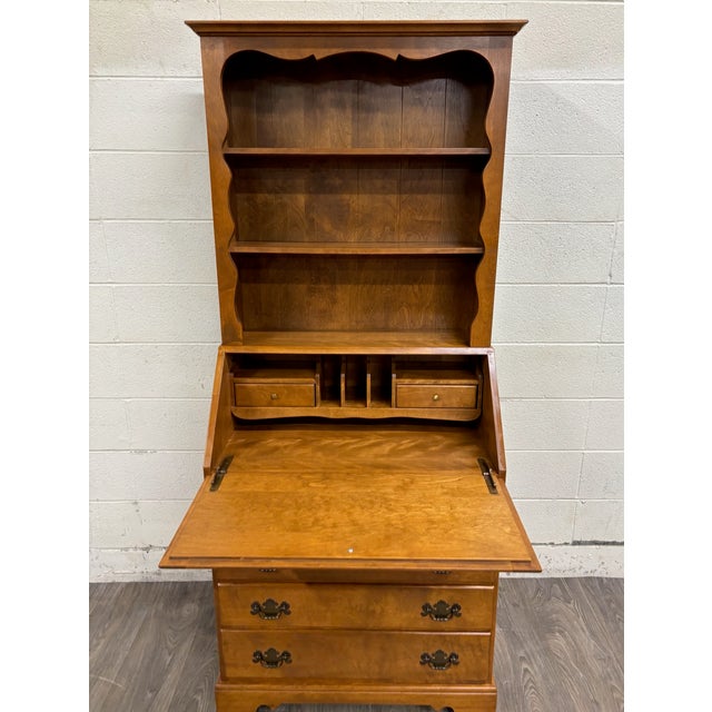 Late 20th Century Vintage Ethan Allen Heirloom Early American Maple & Birch Secretary Desk & Hutch For Sale - Image 5 of 16