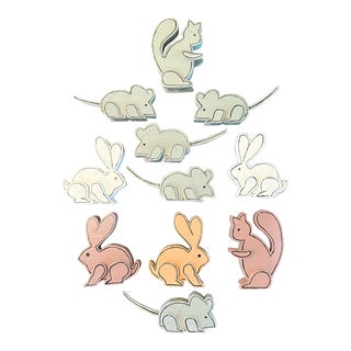 Late 20th Century Hand Made Wooden Woodland Creatures Ornaments- Set of 11 For Sale