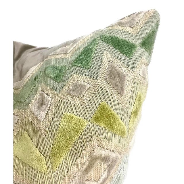 Late 20th Century Pair of Vintage Velvet Zig Zag Pattern Pillows For Sale - Image 10 of 11