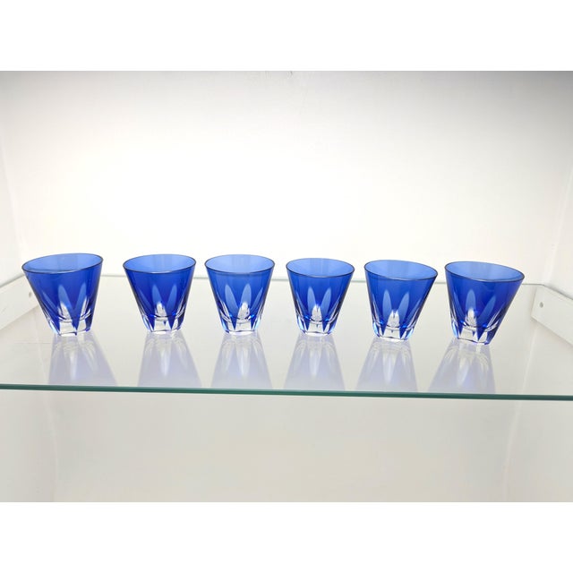 Blue Crystal Cocktail Glasses by Herbert Kny for VEB Glaswerke Schmiedefeld Gdr, 1960s, Set of 6 For Sale - Image 8 of 8