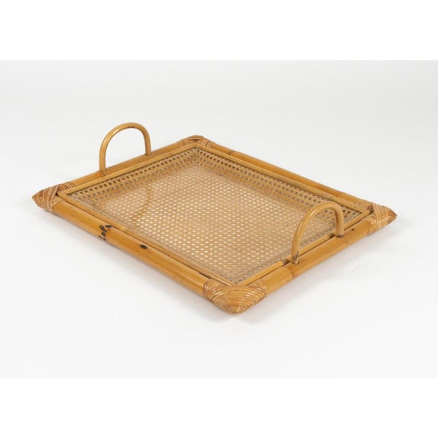 Mid-Century Modern Serving Tray in Bamboo and Rattan from Christian Dior, 1970s For Sale - Image 9 of 16