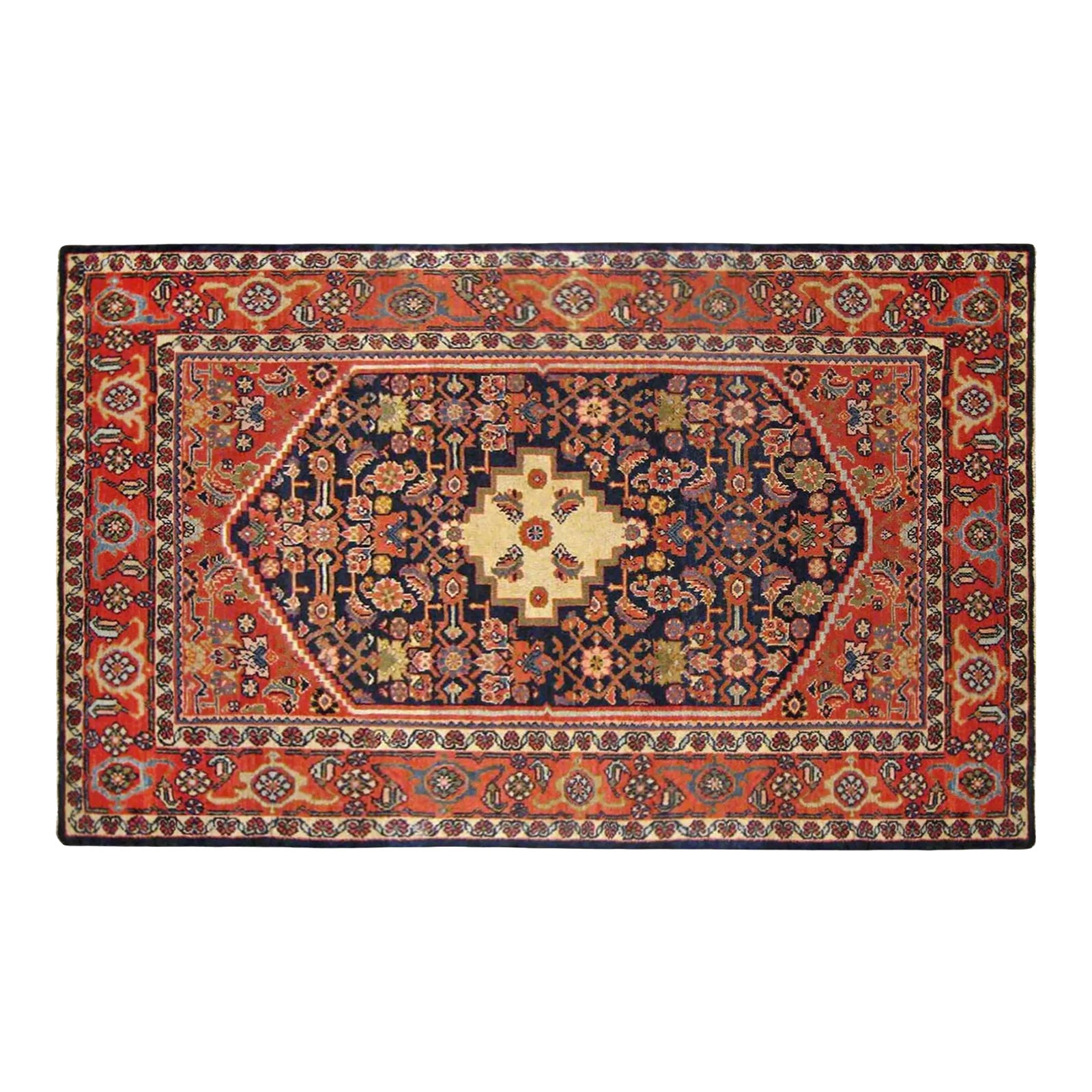 Antique Persian Hamadan Oriental Rug, in Small Size, w/ Herati Design ...