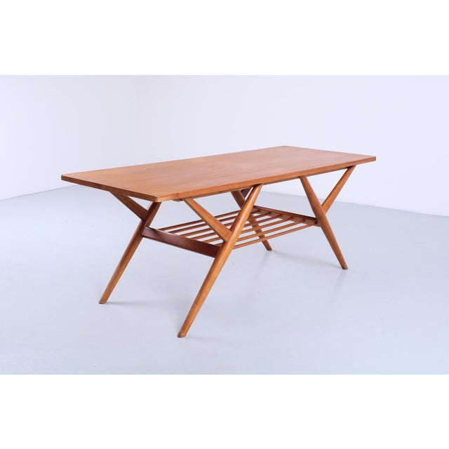 Mid-Century Modern Danish Spindle Coffee Table with Magazine Rack, 1950s For Sale - Image 3 of 18