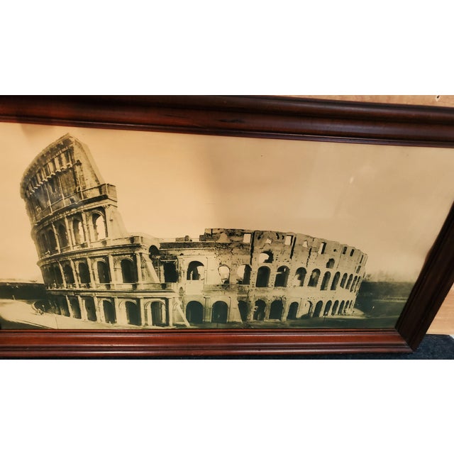 Antique Framed Photograph. 19th Century Grand Tour era of the Roman Colosseum. In sepia tones. Large scale rectangular,...