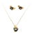 10k Yellow Gold Trilliant Synthetic Alexandrite & Diamond Pendant and Earring Set, 3 Pieces For Sale