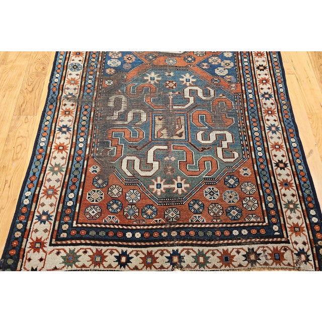 19th Century Caucasian Cloudband Kazak Rug, Hand-Woven Wool, Chondoresh, 4' x 9' For Sale - Image 9 of 13