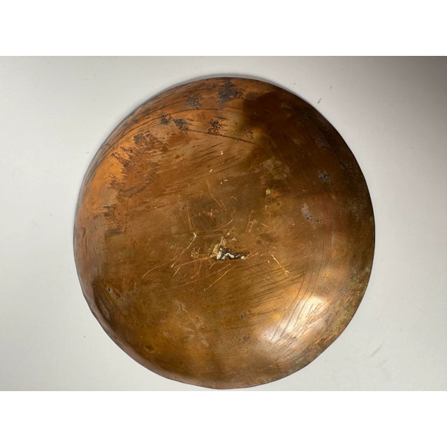 Vintage Organic Modern Red Enamel Copper Backed Decorative Plate For Sale In Houston - Image 6 of 10