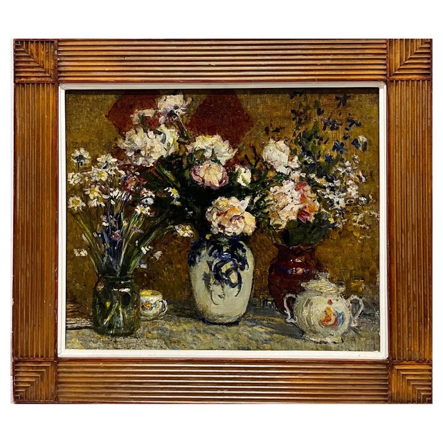 Nikolai Tolkounov, Fiori, Oil Painting, 1970s, Framed For Sale