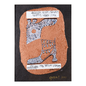 "Pearl Studded Suction Soled Booties" - Fashion Pop Art on Handmade Paper by Marc Foster Grant