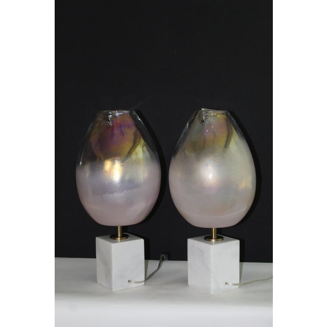 Mid 20th Century Pair of Barovier -Toso Influence Lamps For Sale - Image 4 of 11