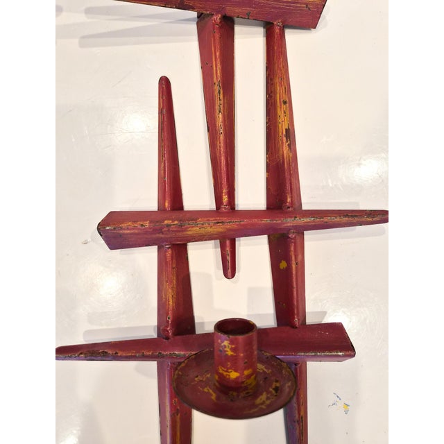 Mid-Century Modern A Pair of Brutalist Candle Sconces For Sale - Image 3 of 6