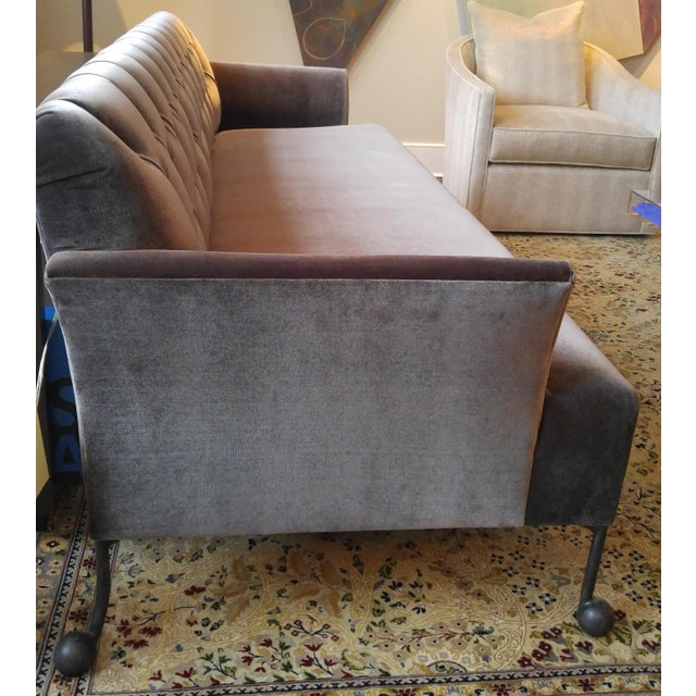 2000 - 2009 Modern Velvet Tufted Sofa For Sale - Image 5 of 13