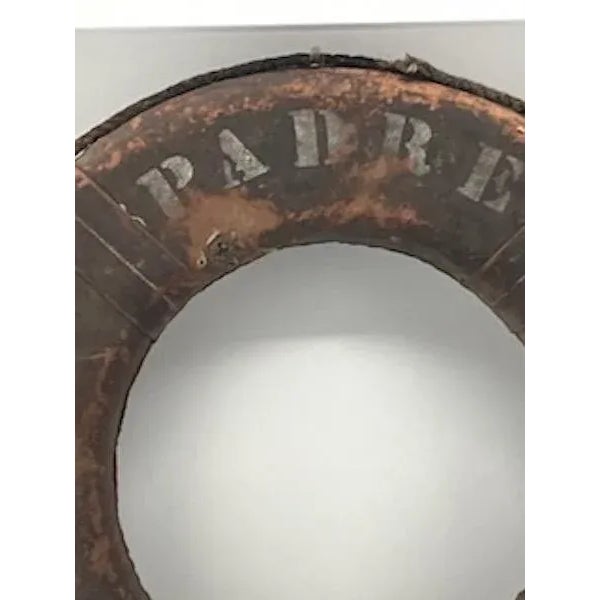 Vintage Orange Lettered "Padre" Life Ring For Sale - Image 4 of 5