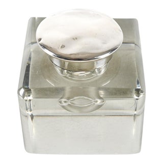 Antique Scottish Crystal and Sterling Silver Inkwell For Sale