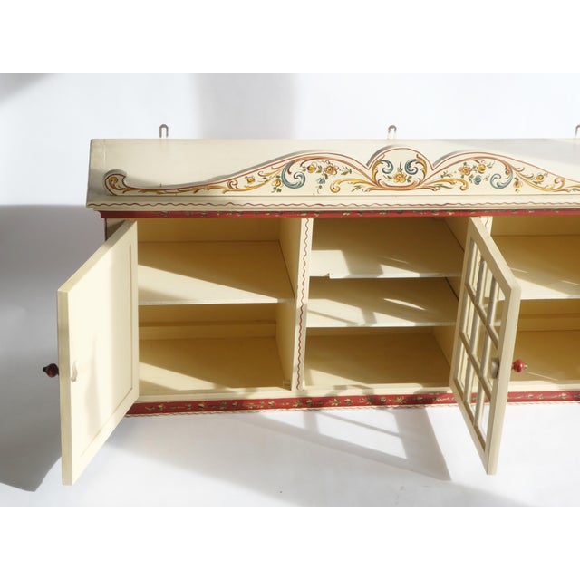 Vintage Folk Art Hindeloopen Dutch Display Cabinet with Glass Door, 1950s For Sale - Image 6 of 14