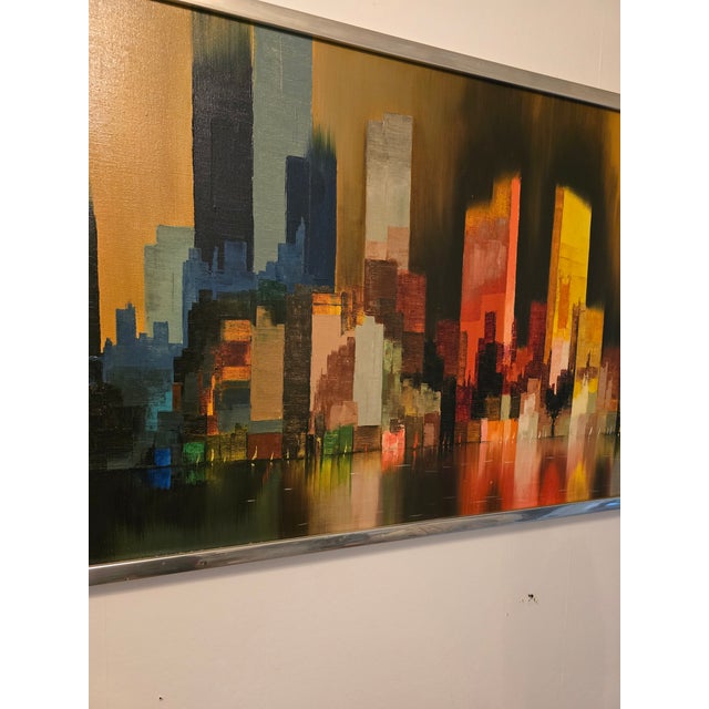 Vintage Mid Century Modern Signed Painting Reflection For Sale - Image 4 of 12