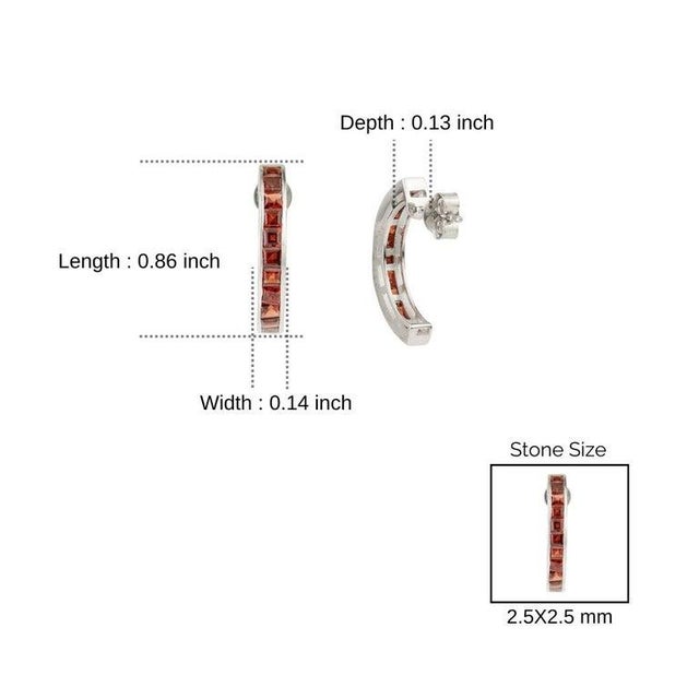 Red Garnet Channel Set Hoop Earrings in 925 Sterling Silver for Her, A Pair For Sale - Image 9 of 11