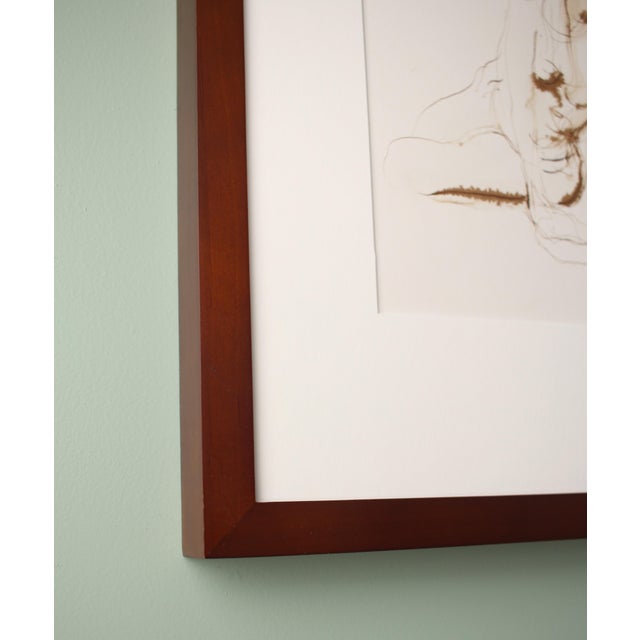 Michelle Arnold Paine Seated Twist Original Ink Nude Figure Pen and Ink Drawing For Sale - Image 4 of 9