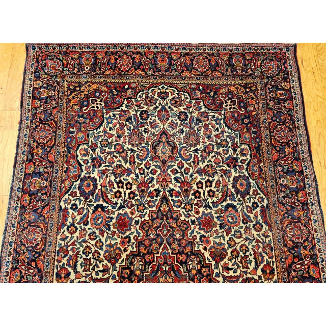 Early 20th Century Persian Kashan Rug, Hand-Knotted Wool, Floral Design, Ivory & Blue, 4x7 For Sale - Image 10 of 17