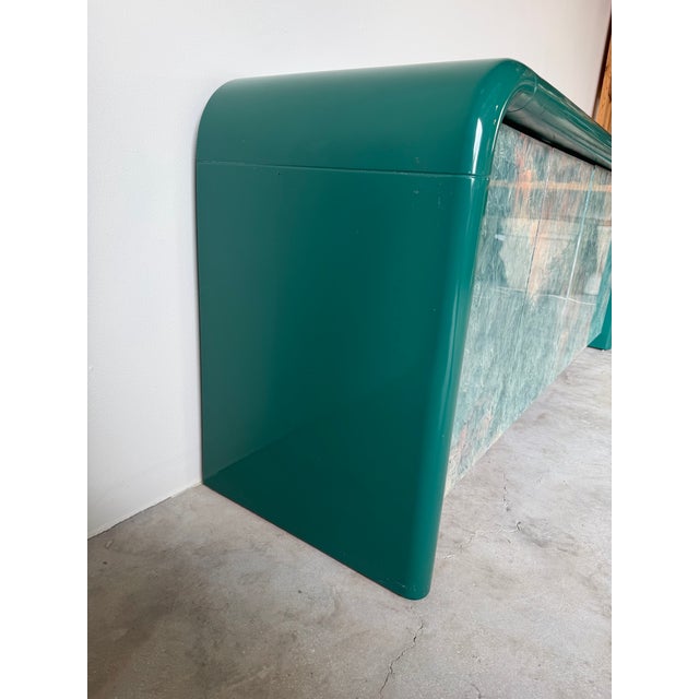 Green 1980s Postmodern Green Lacquer Four-Door Sideboard / Credenza For Sale - Image 8 of 18