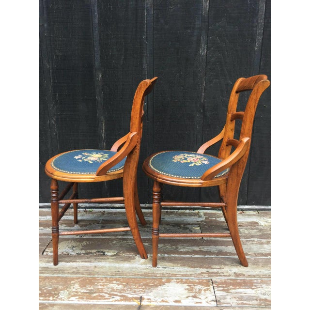 Needlepoint Seat Wooden Chairs Set of 2 Chairish
