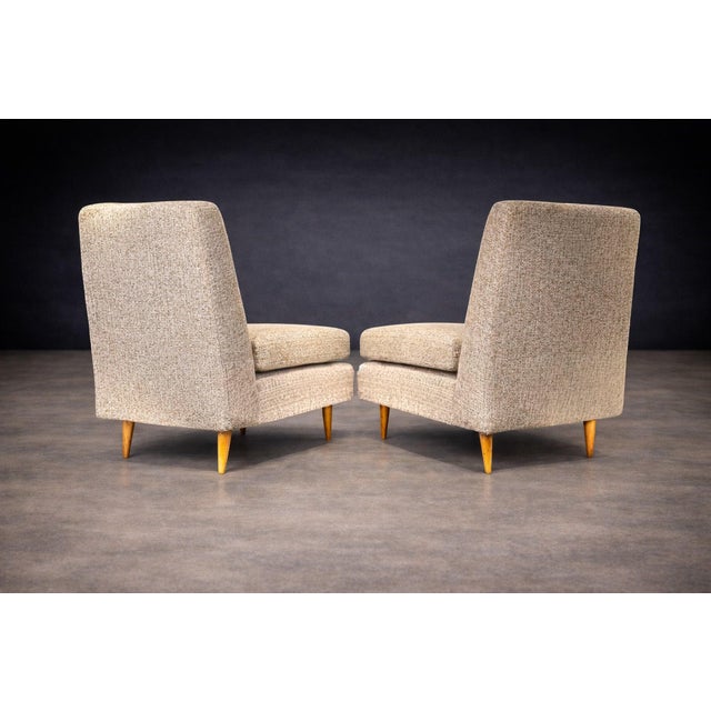 1950s Pair of "L" Armchairs in Hardwood & Fabric, Joaquim Tenreiro, 1958 - Lot 28A For Sale - Image 5 of 11