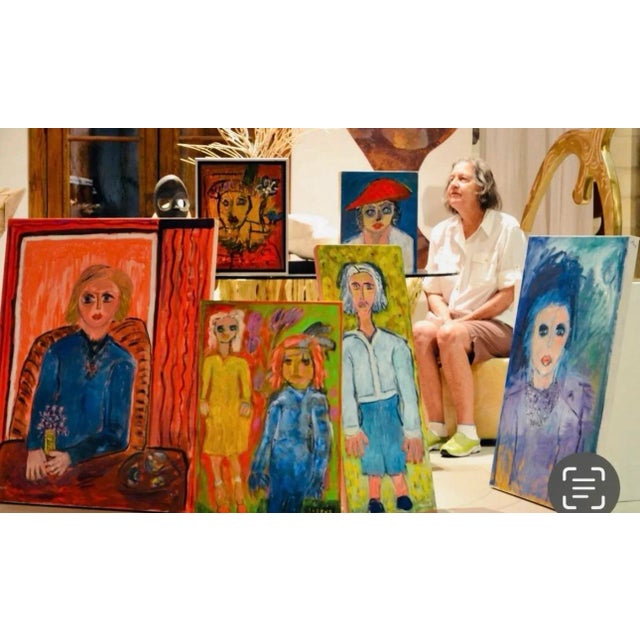 Large Vintage Abstract Oil Painting of a Lady by Artist JoAnne Fleming, 40” X 32” For Sale In Palm Springs - Image 6 of 8