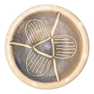 1960s Studio Pottery Artisan Signed Glazed Stoneware Decorative Plate For Sale