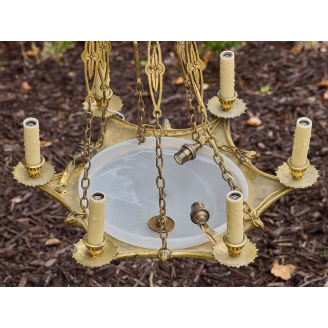 Metal 19th Century Neoclassical Nine-Light Alabaster & Gilt Bronze Chandelier For Sale - Image 7 of 13