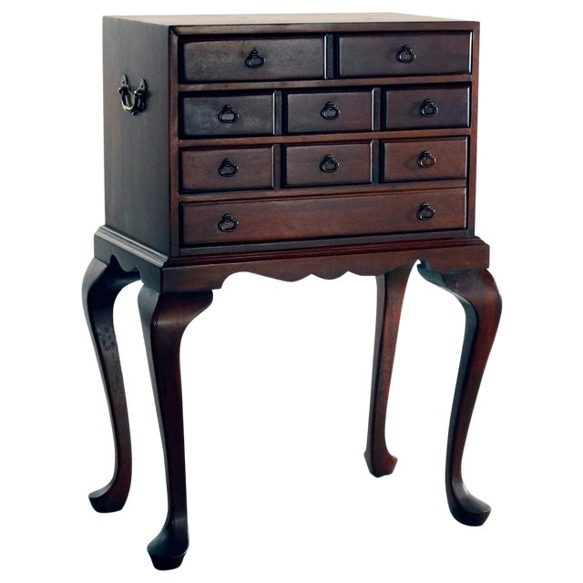 Queen Anne Style Baker School Carved Mahogany Bronze Silver