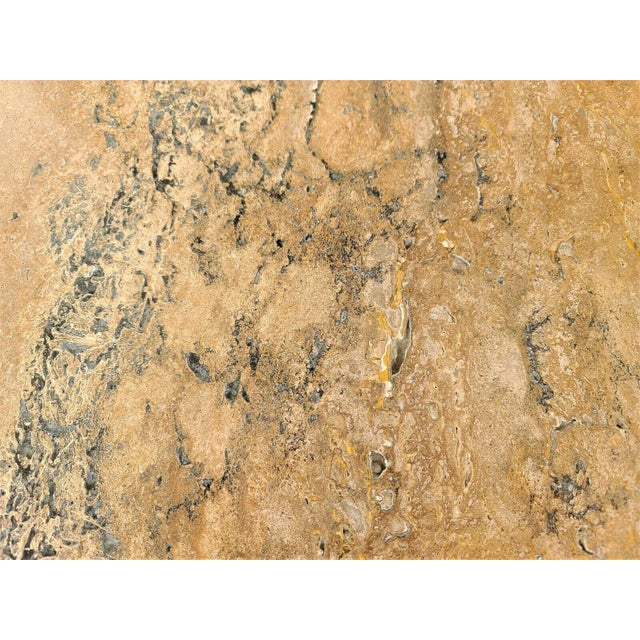 Brown Italian Walnut Travertine Marble Side End Table by Stone International For Sale - Image 8 of 9