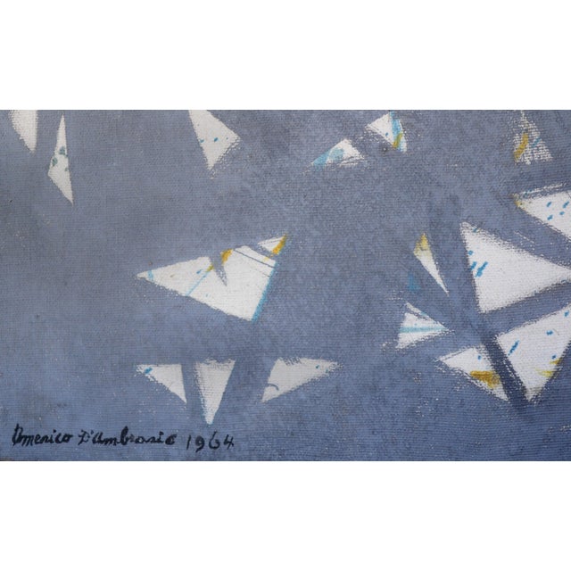 1960s Mid Century Modern Yellow, Blue, and Grey Abstract by Americo d'Ambrosio For Sale - Image 5 of 5