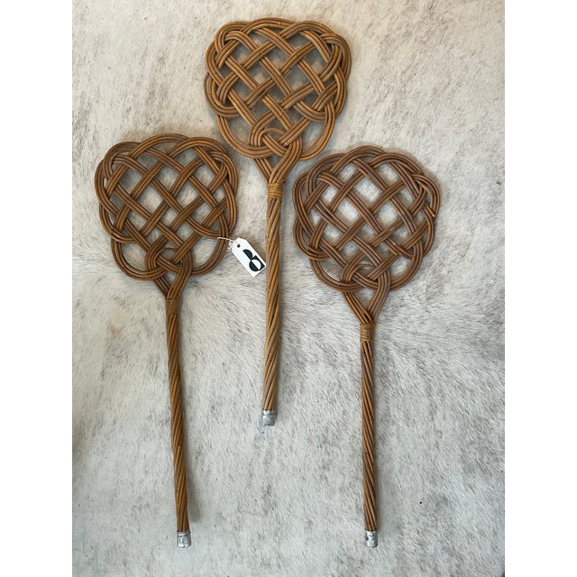 Brown Vintage Rattan Woven Rug Beater, Lot of 3 For Sale - Image 8 of 12