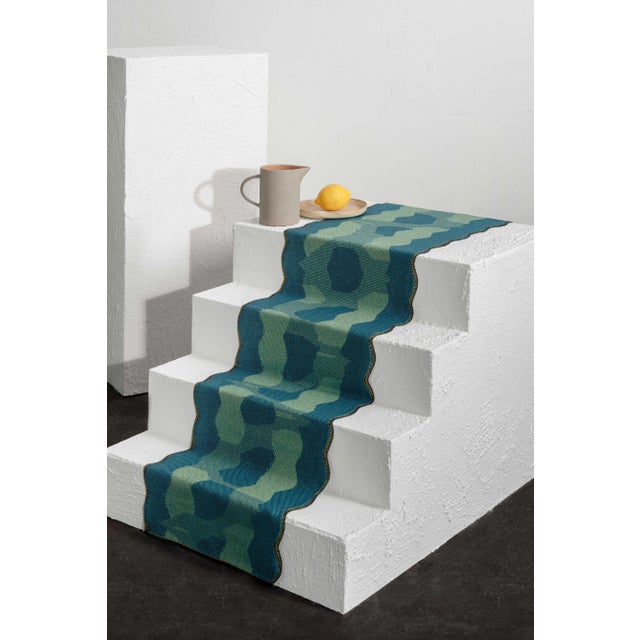 Organic Cotton/Viscose Table Runner in Green For Sale - Image 4 of 5