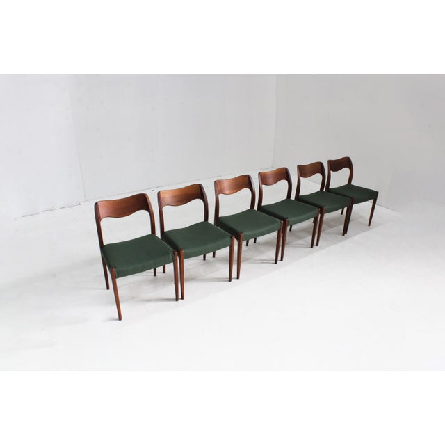 Brown Vintage Danish Model 71 Dining Room Chairs by Niels Moller for J.L. Møllers, 1950s, Set of 6 For Sale - Image 8 of 9