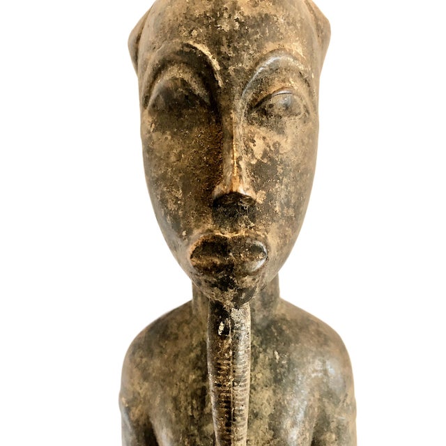 African African Carved Wood Male Sculpture For Sale - Image 3 of 14