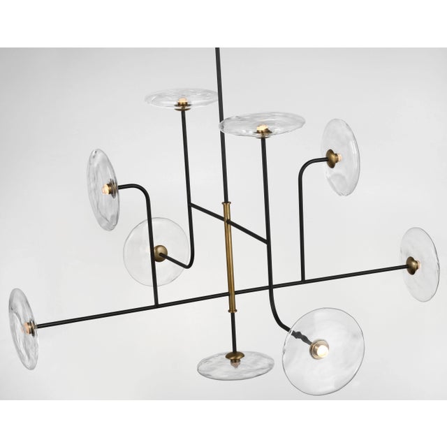 Visual Comfort Ian K. Fowler for Visual Comfort Signature Calvino X-Large Arched Chandelier in Aged Iron & Hand-Rubbed Antique Brass with Clear Glass For Sale - Image 4 of 7