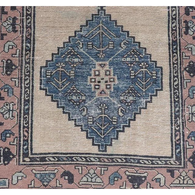 Textile Vintage Persian Hamadan Distressed Runner With Medallion Design in Navy Blue Keivan Woven Arts For Sale - Image 7 of 11