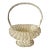 Hand Woven Vintage Uniquely Shaped Basket With Wood Bottom and Handle. For Sale