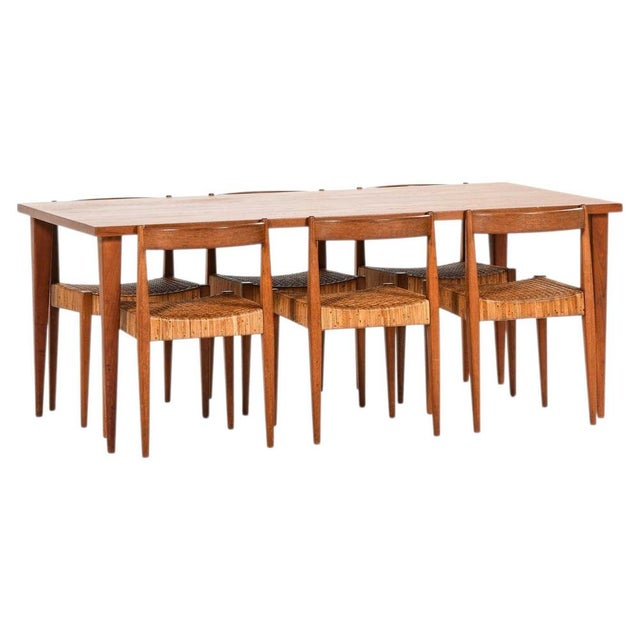 Teak and Cane Dining Table and Chairs by Nanna Ditzel for Poul Kolds, 1950s, Set of 7 For Sale - Image 13 of 13