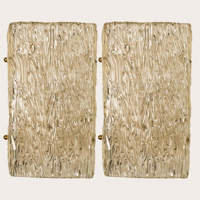 Wave Textured Glass Gold Wall Lights attributed to J. T. Kalmar for Kalmar, 1970s, Set of 2 For Sale - Image 13 of 15