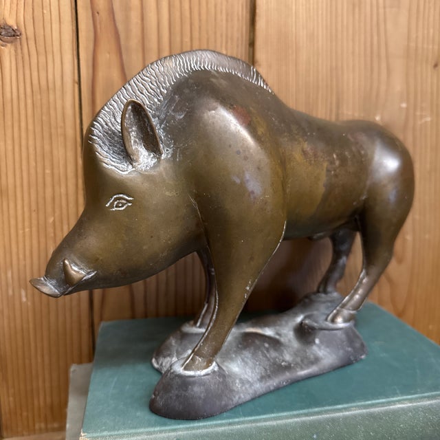 1950s Wild Boar Bronze Sculpture Razor Back Boar For Sale - Image 9 of 11