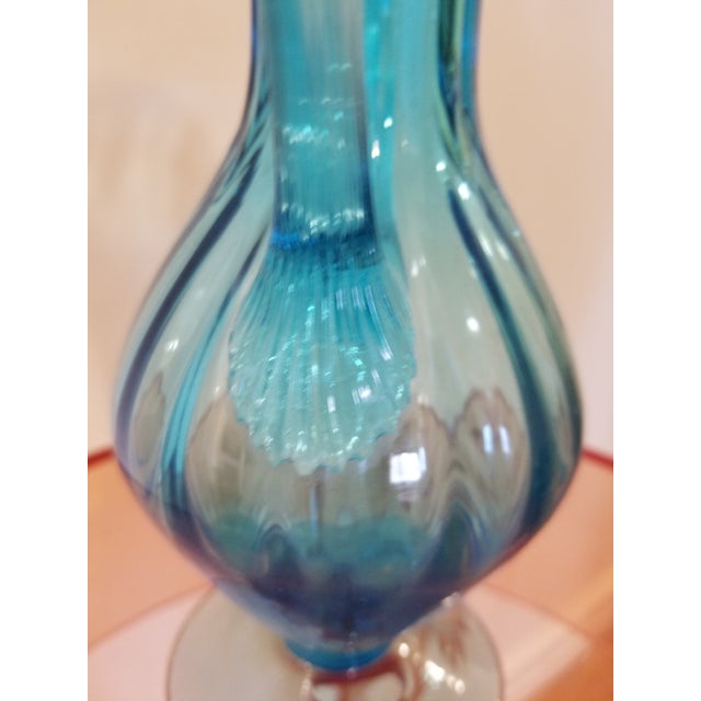 Italian Ribbed Murano Art Glass Vase For Sale - Image 3 of 7