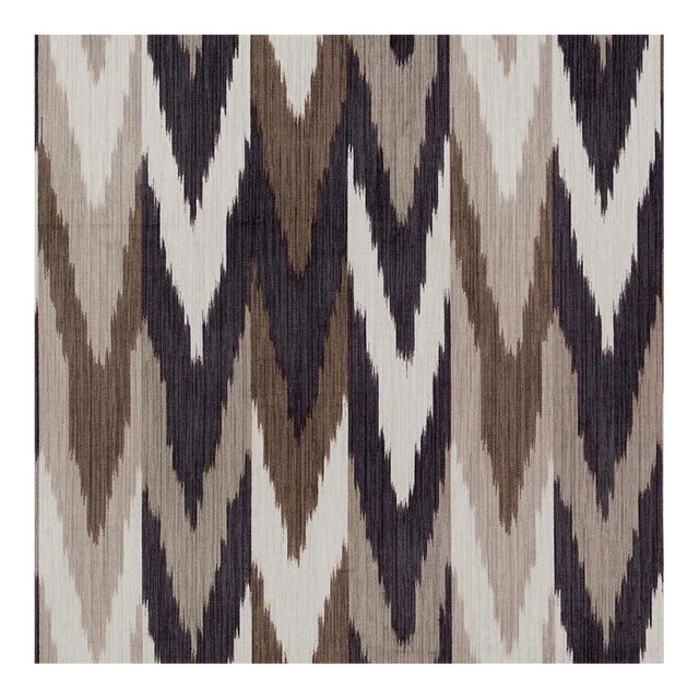 Sample - Schumacher Kashgar Velvet Ikat Fabric in Carbon & Teak For Sale
