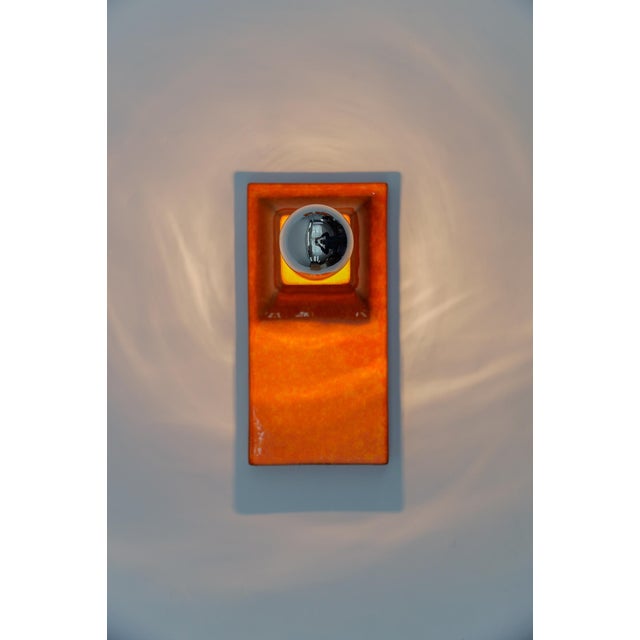 Mid-Century Modern Orange Ceramic Wall Lights from Waldi, 1960s, Set of 8 For Sale - Image 11 of 18