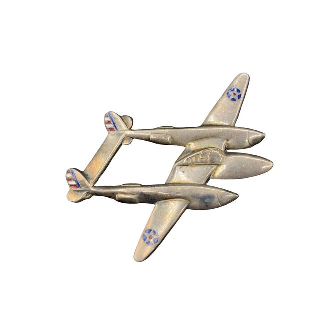 Vintage Us Army Air Forces Wwii Sterling Silver P-38 Lightning Airplane Brooch For Sale In Los Angeles - Image 6 of 8