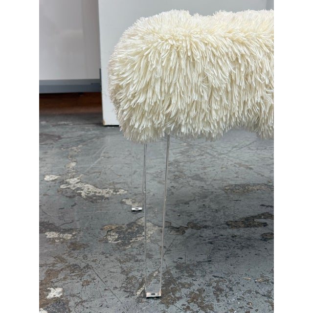 Animal Skin Skyline Furniture Faux Fur + Acrylic Legs Bench For Sale - Image 7 of 12